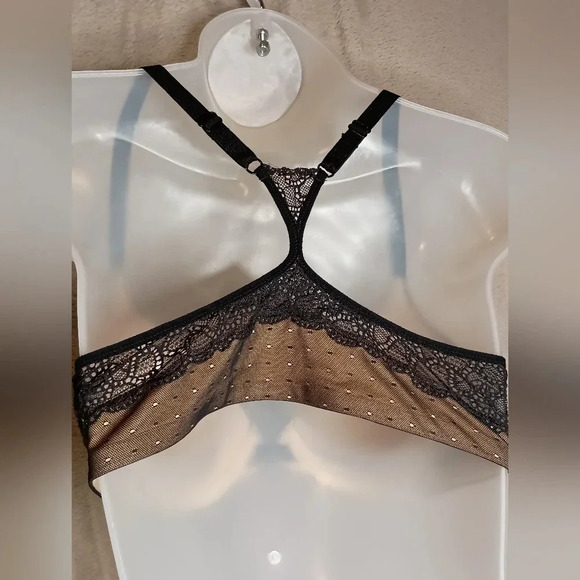 DKNY gold and black polka dot lace bra (#965) - Picture 5 of 6